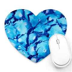 Hydrangea Blue Petals Flower Heart Mousepads by Simbadda