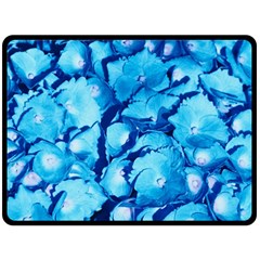 Hydrangea Blue Petals Flower Fleece Blanket (large)  by Simbadda