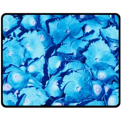 Hydrangea Blue Petals Flower Fleece Blanket (medium)  by Simbadda