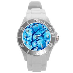 Hydrangea Blue Petals Flower Round Plastic Sport Watch (l) by Simbadda