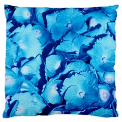 Hydrangea Blue Petals Flower Large Cushion Case (one Side) by Simbadda