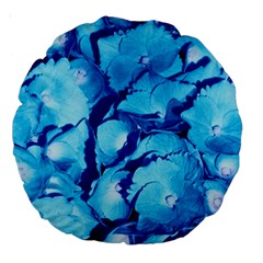 Hydrangea Blue Petals Flower Large 18  Premium Round Cushions by Simbadda