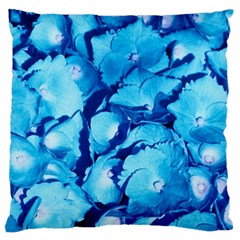 Hydrangea Blue Petals Flower Large Flano Cushion Case (one Side) by Simbadda