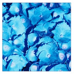 Hydrangea Blue Petals Flower Large Satin Scarf (square) by Simbadda