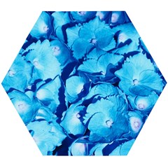 Hydrangea Blue Petals Flower Wooden Puzzle Hexagon