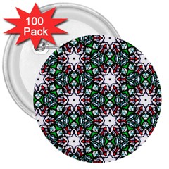 Stained Glass Pattern Church Window 3  Buttons (100 Pack)  by Simbadda