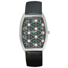 Stained Glass Pattern Church Window Barrel Style Metal Watch by Simbadda