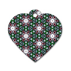 Stained Glass Pattern Church Window Dog Tag Heart (two Sides) by Simbadda