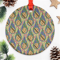 Tribal Background Boho Digital Paper Round Ornament (two Sides) by Simbadda