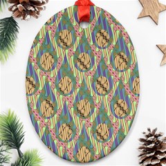 Tribal Background Boho Digital Paper Oval Ornament (two Sides)