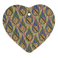 Tribal Background Boho Digital Paper Heart Ornament (two Sides)