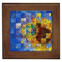 Sunflower Kaleidoscope Pattern Framed Tile