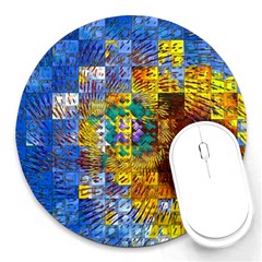 Sunflower Kaleidoscope Pattern Round Mousepads