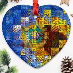 Sunflower Kaleidoscope Pattern Ornament (Heart)