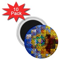 Sunflower Kaleidoscope Pattern 1.75  Magnets (10 pack) 