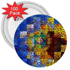 Sunflower Kaleidoscope Pattern 3  Buttons (100 pack) 