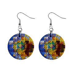 Sunflower Kaleidoscope Pattern Mini Button Earrings