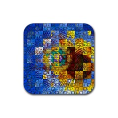 Sunflower Kaleidoscope Pattern Rubber Coaster (Square) 