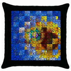 Sunflower Kaleidoscope Pattern Throw Pillow Case (Black)