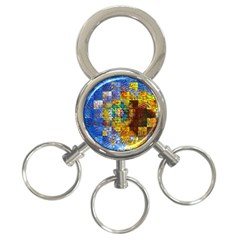 Sunflower Kaleidoscope Pattern 3-Ring Key Chain