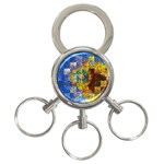 Sunflower Kaleidoscope Pattern 3-Ring Key Chain Front