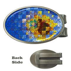 Sunflower Kaleidoscope Pattern Money Clips (oval) 