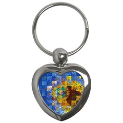 Sunflower Kaleidoscope Pattern Key Chain (Heart)