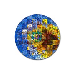 Sunflower Kaleidoscope Pattern Magnet 3  (Round)