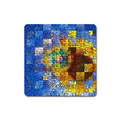 Sunflower Kaleidoscope Pattern Square Magnet