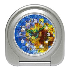 Sunflower Kaleidoscope Pattern Travel Alarm Clock