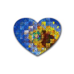 Sunflower Kaleidoscope Pattern Heart Coaster (4 pack) 