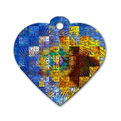 Sunflower Kaleidoscope Pattern Dog Tag Heart (One Side)