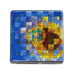 Sunflower Kaleidoscope Pattern Memory Card Reader (Square 5 Slot)