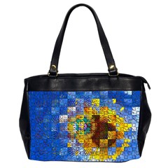 Sunflower Kaleidoscope Pattern Oversize Office Handbag (2 Sides)