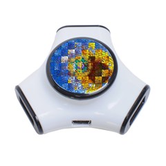 Sunflower Kaleidoscope Pattern 3-Port USB Hub