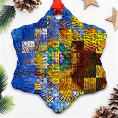 Sunflower Kaleidoscope Pattern Snowflake Ornament (Two Sides)