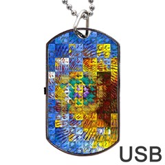 Sunflower Kaleidoscope Pattern Dog Tag USB Flash (Two Sides)