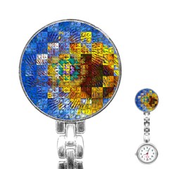 Sunflower Kaleidoscope Pattern Stainless Steel Nurses Watch