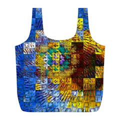 Sunflower Kaleidoscope Pattern Full Print Recycle Bag (L)