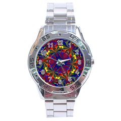 Kaleidoscope Pattern Ornament Stainless Steel Analogue Watch by Simbadda