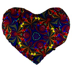 Kaleidoscope Pattern Ornament Large 19  Premium Flano Heart Shape Cushions by Simbadda