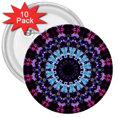 Kaleidoscope Shape Abstract Design 3  Buttons (10 Pack)  by Simbadda