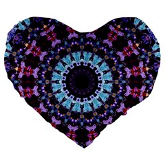 Kaleidoscope Shape Abstract Design Large 19  Premium Heart Shape Cushions by Simbadda