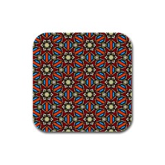 Pattern Stained Glass Church Rubber Square Coaster (4 Pack)  by Simbadda