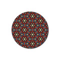 Pattern Stained Glass Church Rubber Round Coaster (4 Pack) 