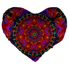 Kaleidoscope Pattern Ornament Large 19  Premium Heart Shape Cushions