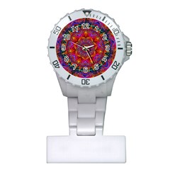 Kaleidoscope Pattern Ornament Plastic Nurses Watch by Simbadda