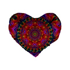 Kaleidoscope Pattern Ornament Standard 16  Premium Flano Heart Shape Cushions