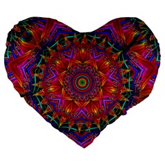 Kaleidoscope Pattern Ornament Large 19  Premium Flano Heart Shape Cushions