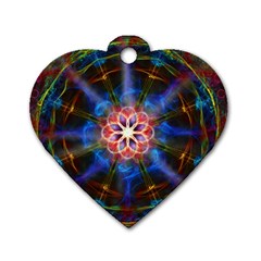 Mandala Pattern Kaleidoscope Dog Tag Heart (one Side)